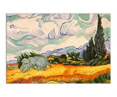 Arte Dal Mondo VG024IAT-01 Champ de blé avec cyprès Tableau, Huile sur Toile, Peint à la Main et montée sur châssis esthétique, Multicolore, 90 x 60 x 2 cm