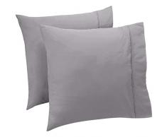AmazonBasics Taie(s) doreiller 400 fils, Lot de 2, 65 x 65 cm - Gris foncÃ©