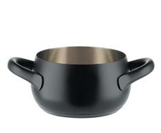 Alessi Sg101/16 B Mami Faitout en Acier Inoxydable 18/10 avec Revêtement en Résine Silicone, Noir, Fond en Acier Magnétique Compatible avec la Cuisson Par Induction, à 16 Cm