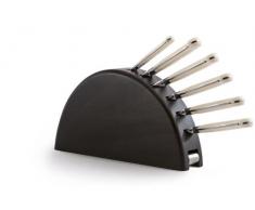 Del Ben CUSINE/W/6/57 Set de Couteaux avec Poignées en Résine Blanc Acier INOX avec Bloc Bois de Rose