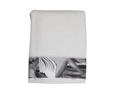 Soleil docre 431001 Glamour Serviette de Bain Liteau ImprimÃ© Coton Blanc 50 x 90 cm