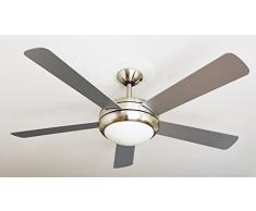 AireRyder FN75539 ventilateur de plafond Ursa avec télécommande et éclairage, boîtier satin nickel, couleur des pales argentine/noisette, 132 cm, Métal, 75 W, 132 x 132 x 43 cm