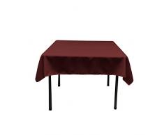 La Nappe Carrée en Lin Polyester en Popeline, Polyester, Bordeaux, 132 x 132 x 0.04 cm
