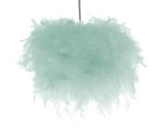 Innoteck Plafonnier fait main en plumes Bleu sarcelle Abat-jour décoratif style contemporain pour salon, chambre à coucher et chambre de bébé Naturel