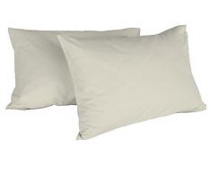 Italian Bed Linen Max Color Couple De Taies D’Oreiller, 100 % Coton, Crème, 52x82cm