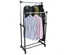 MSV 295 Portant à roulettes Double, Acier Inoxydable, Noir, 83x32x95 cm