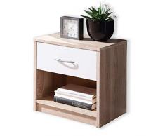 Stella Trading Pepe Table de Chevet, ChÃªne, Sonoma/ABS Blanc, 28 x 39 x 41 cm
