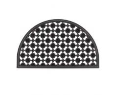 Relaxdays Paillasson 75x45 cm tapis de sol antidérapant caoutchouc grille demi-rond résistant pluie neige balcon terrasse jardin deli-lune, noir