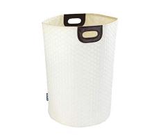 WENKO 62035100 Panier à Linge Wabo Beige, Polyester, 75 Litrès, à 40 x 60 cm