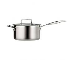 Le Creuset Casserole avec Couvercle, à 16 cm, Inox 3-ply, Capacité 1,9 L, Compatible avec Toutes Sources de Chaleur (y Compris Induction), Argenté