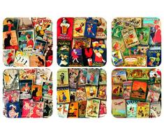 Cartexpo 70298 Divers Lot de 6 sous Verres Les Patchworks Bois/LiÃ¨ge