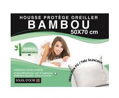 Soleil docre Taie Protège Oreiller, Bambou, Imperméable, Blanc, 50x70 cm
