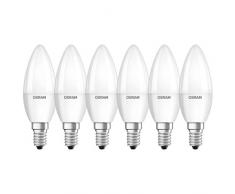 Osram LED STAR Ampoule LED, Forme flamme, Culot E14, 5W Equivalent 40W, 220-240V, dÃ©polie, Blanc Froid 4000K, Lot de 6 piÃ¨ces