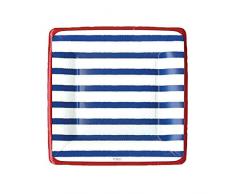 Caspari 11860SP Bretagne Paquet de 8 Assiettes Dessert, Non-BÃ¢ton, Bleu, 21 x 21 x 0,02 cm