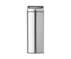 Brabantia Poubelle Touch Bin rectangulaire Anti-traces de doigts Acier mat 25 L