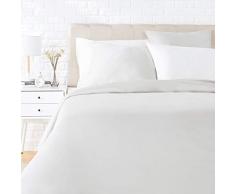 AmazonBasics Parure de lit avec housse de couette en satin, 200 x 200 cm / 80 x 80 cm x 2, Gris brillant