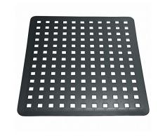 iDesign tapis fond évier, moyen tapis vaisselle en plastique PVC, tapis évier pour déposer couverts, verres et vaisselle, noir