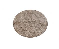 VIMODA Tapis Moderne à Poils Longs, Poils Tapis à Poils Longs, Doux au Toucher, uni Beige foncéâ¯; Tailleâ¯: Ã120 cm Rond