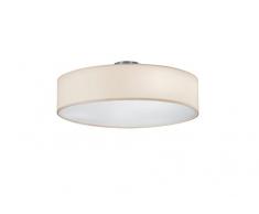 TRIO, Plafonnier, Hotel 3xE27, max.60,0 W Tissu, Blanc, Corps: metal, Nickel mat Ã:50,0cm, H:20,5cm IP20