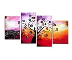 Les Couleurs du Caribe Varsovie Tableaux Abstraits Peints à la Main, Acrylique, Gris Rouge, 80 x 40 x 8 cm, 4 unités