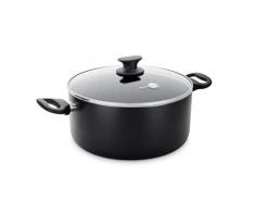 GreenPan CW002320-002 Faitout et Couvercle Verre, Aluminium, Noir, 24 cm