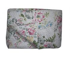 Linder Plaid Motif Fleuri, 100% Ouate 60% Coton/40% Polyester, Blanc/Multicolore, 150x150