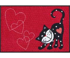 Wash+Dry Tapis Romeo in Love 50x75 cm, Surface Nylon Semelle: 100% Caoutchouc Nitrile, Rouge, 80 x 150 cm