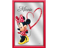 Empire Poster â Disney â Minnie Mouse Heart â Taille (cm), env. 20 x 30 â Miroir imprimé â Description : â Miroir Mural imprimé avec Cadre en Plastique Rouge Aspect Bois â