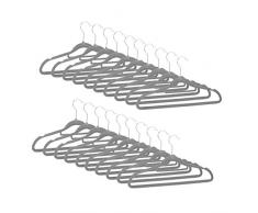 Cintres en velours set de 20 antidÃ©rapant manteaux pantalons robes vÃªtements HxlxP: 22,5 x 41 x 0,6 cm, gris