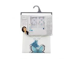 Douceur dIntérieur Paire Pompon de Voilage Brode Polyester Papilu Bleu 2 x 60 x 160 cm