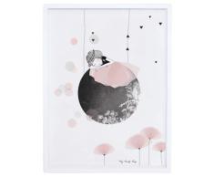 Lilipinso P0135C Affiche et Cadre Lune ou Etoiles, Papier, Rose, 30 x 3 x 40 cm