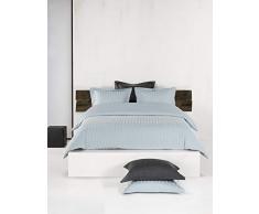 De Witte Lietaer Parure Zygo Ice Blue Housse de Couette + 2 Taies dOreiller avec Volant Coton Peigné Bleu Ciel 240 x 220 cm