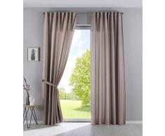 Gardinenbox JENA Lot de 2 Rideaux occultants avec embrasses 100% Polyester Taupe 250 x 140 cm