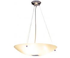 Naeve Leuchten 656312 Suspension en verre à 3 ampoules E27 de 60 W avec perles bleutées Diamètre : 50 cm Hauteur : 65 cm Chromé/blanc satiné