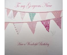 White Cotton Cards Xpd49Â to My Gorgeous Niece Have A Wonderful Carte danniversaire, fanions Faite Main