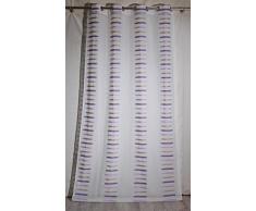 HomeMaison Voilage à Rayures Fantaisie, Polyester, Violet, 260x140 cm