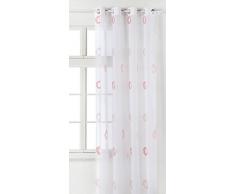 Home Maison 09378-8-AL Voilage Etamine LÃ©gÃ¨re Jacquard Fils Coupes avec Oeillets Ronds Corail/Argent 150 x 240 cm