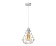 Lucide 78385/20/31 Kyara Suspension, MÃ©tal, E27, 60 W, Blanc, 20 x 20 x 155 cm