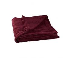 Relaxdays Couverture grande polaire douce plaid moelleuse douillet lavable 30°C HxlxP: 1 x 150 x 200 cm, bordeaux