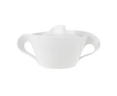Villeroy & Boch NewWave Plat creux avec couvercle, Porcelaine Premium, Blanc