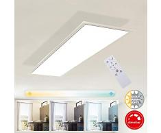 Briloner Leuchten Plafonnier LED rectangulaire encastrable blanc â Panneau LED 23 W dimmable â Température de couleur réglable par télécommande â Idéal pour le bureau ou le salon