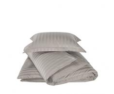 De Witte Lietaer Parure Zygo Atmosphere Housse de Couette + 1 Taie dOreiller avec Volant Coton Peigné Taupe 140 x 220 cm