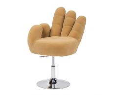 CRIBEL Fauteuil Main, en métal chromé, microseda, Beige