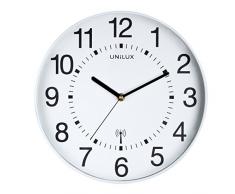 Unilux 400094563 Wave Pendule de Bureau Système Quartz Radio-pilotée et Lisible jusquà 35 m à 30 cm Blanc, Plastique, 31 x 31 x 5 cm