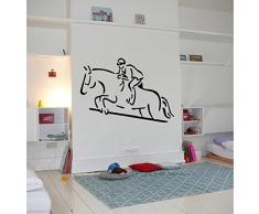 TATOUTEX Stickers Cheval Saut dobstacle - Turquoise, L 75cm x H 50cm