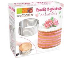 SCRAPCOOKING 1913 Cercle à Génoise Extensible, Acier Inoxydable, Inox, 18 x 18 x 9 cm