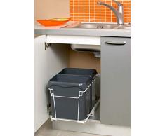 Poubelle de Tri, 14 L, Gris, Lot de 2