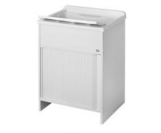 Negrari 4002K Meuble avec lavabo et planche de lavage, ouverture à volet PVC Blanc 60 x 50 x 85 cm