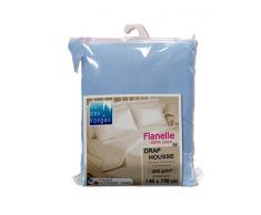 Nuit des Vosges 2066128 Caen Drap Housse Flanelle Unie/Coton Bleu Glacier 140 x 190 cm