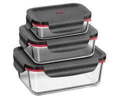 Silit Set Boîtes Alimentaires Multifonction Storio, 3 Pièces, Hermétique, Verre Borosilicate, Plastique, 0022632711